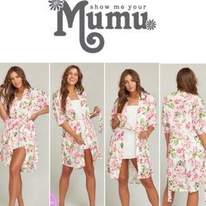 New Show Me Your MuMu Pink and White Floral Brie Robe